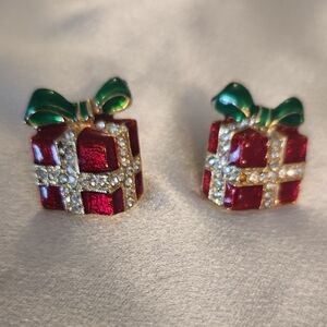 Festive Red and Green Gift Box Earrings (E3)